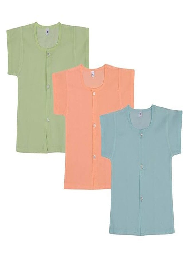 Fashtastic Unisex Baby Loose Fit Shirt | Baby Loose Fit Pehran | Sadra for Born Babies | Cambric Button Baby Jabhla (in, Alpha, XL, Regular, Orange, Green, Sky) - Image 1