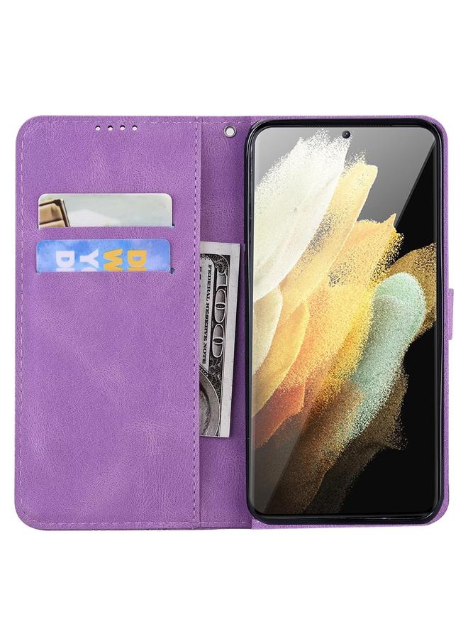 erorex Case For Samsung Galaxy S25 Ultra 5G Retro Skin Feel Butterflies Embossing Horizontal Flip Leather Phone Case - Image 4