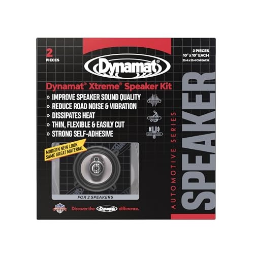 Dynamat Xtreme Sound Deadening Car Insulation Speaker Pack 10415 – Pre Cut Noise Dampening Kit for Audio Speakers – Easy Self Adhesive Install – Made in USA – 2 Sheets 10”x10” Each, 1.4 sq ft total - Image 1