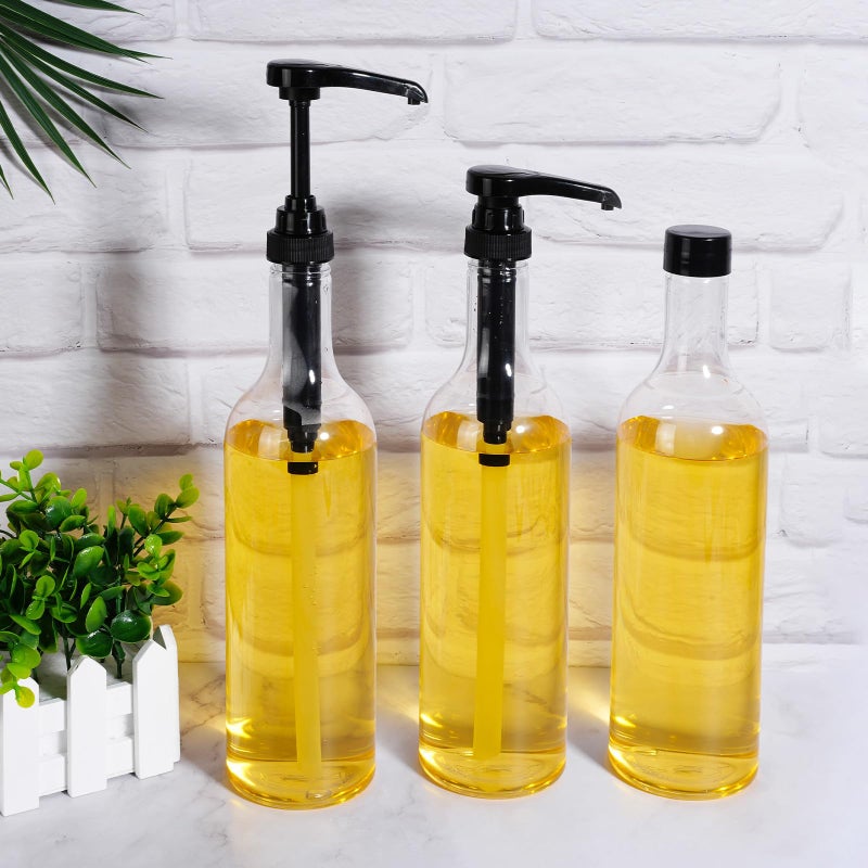 Maxdot 12 Pcs 25 oz Syrup Bottles with Pump Long Neck Bottles Plastic Syrup Pump Dispenser for Coffee Bar Accessories Home Party (Black) - Image 4