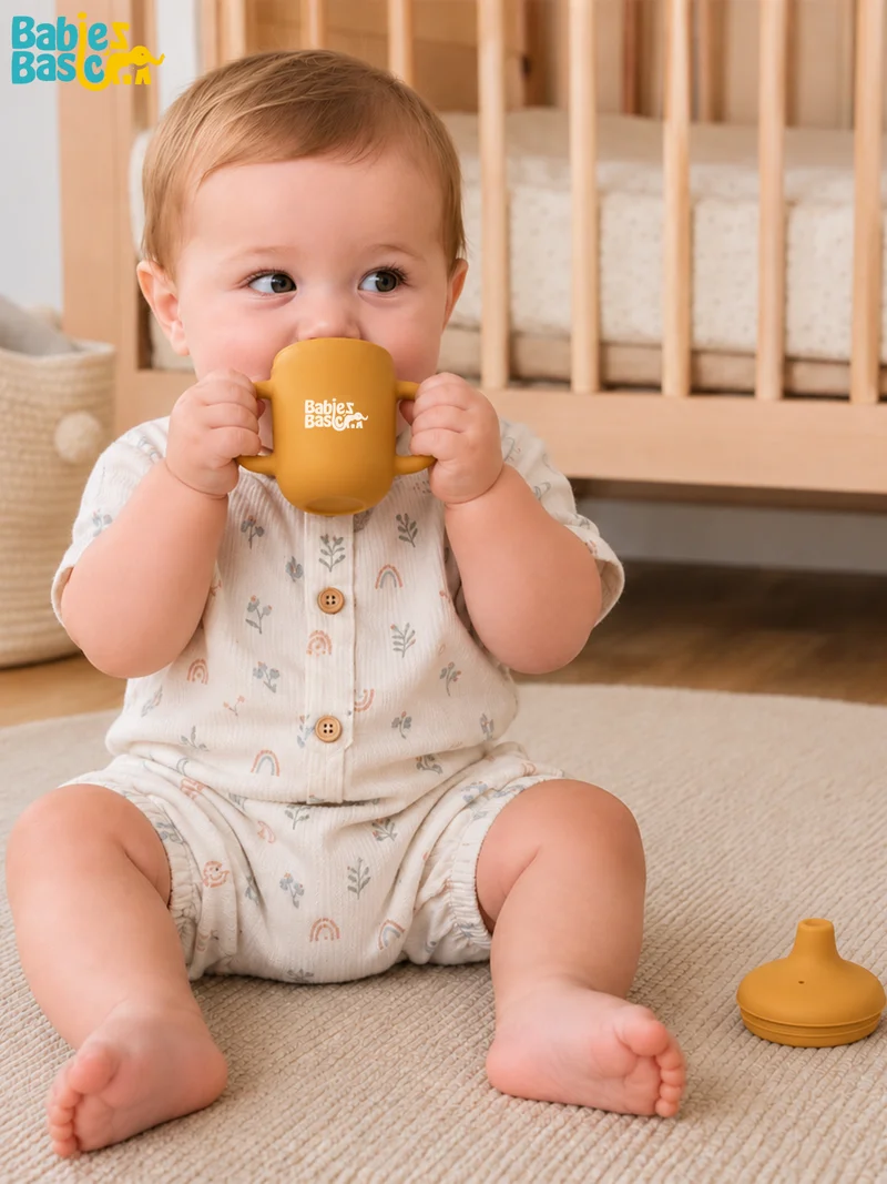 Babies Basic Babies Basic Stage 1 Silicone Trainer Cup with handles for Babies, Yellow