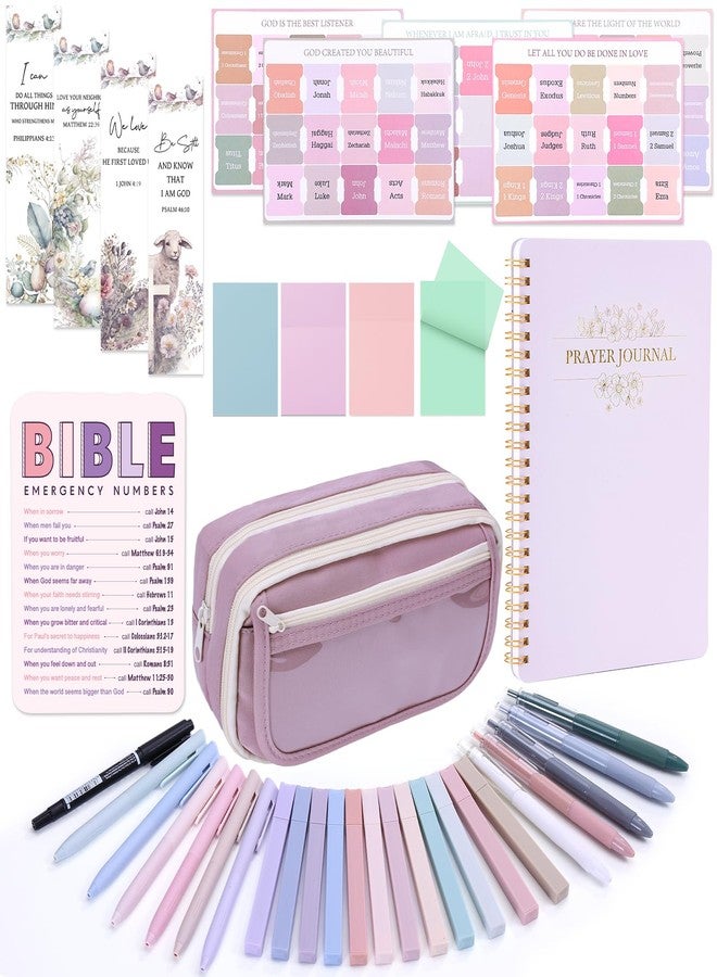 XKDOUS 40 Bible Study Kit, Journaling Supplies for Women with Case, Purple - Image 1
