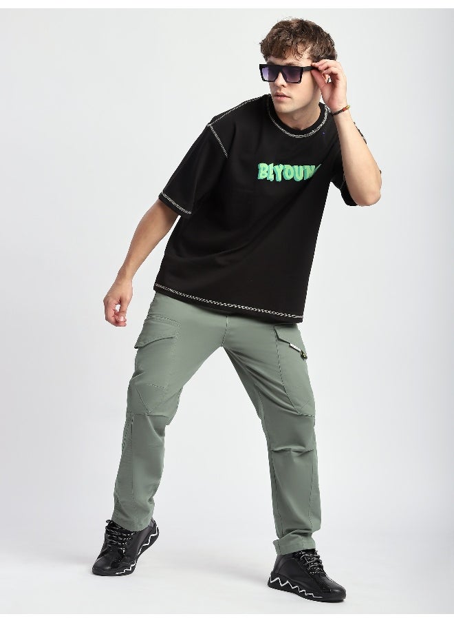 Beyoung Sage Green Cut and Sew Cargo Pants  - Image 3
