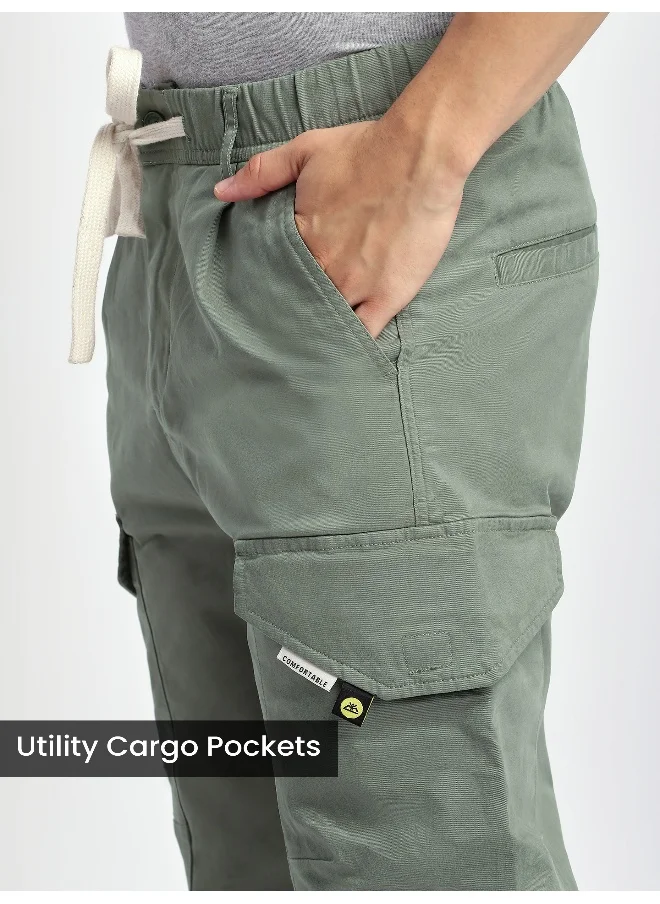 Beyoung Sage Green Cut and Sew Cargo Pants