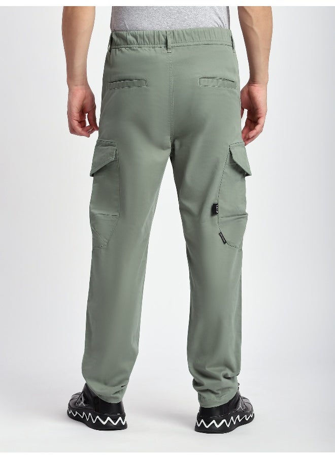 Beyoung Sage Green Cut and Sew Cargo Pants  - Image 4