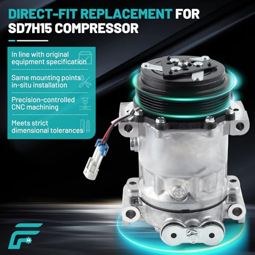 Farrme A/C Compressor Fit for Chevrolet K1500 K2500 K3500 P30, for GMC C1500 C2500 C3500, for Silverado Suburban Tahoe Yukon 1996-1999 CO20151C Automotive Replacement AC Compressor with Clutch 1136557 - Image 5