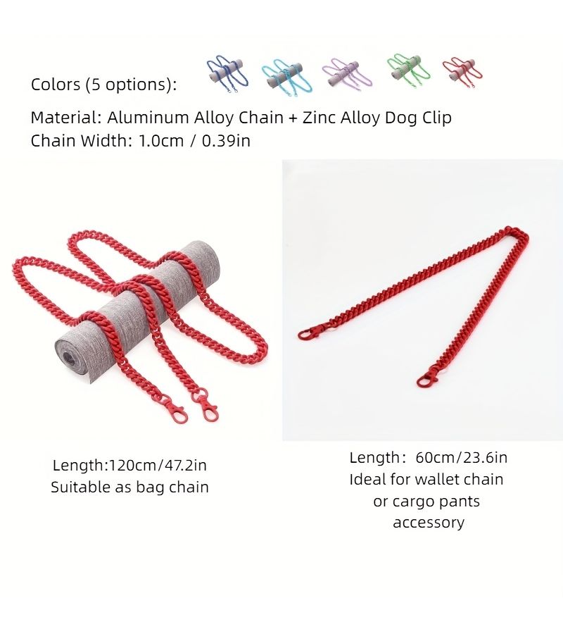 Green 60cm Aluminum Chain Strap with Zinc Alloy Dog Buckle for Handbags Crossbody Bags Durable Fashionable DIY Accessory - Image 4