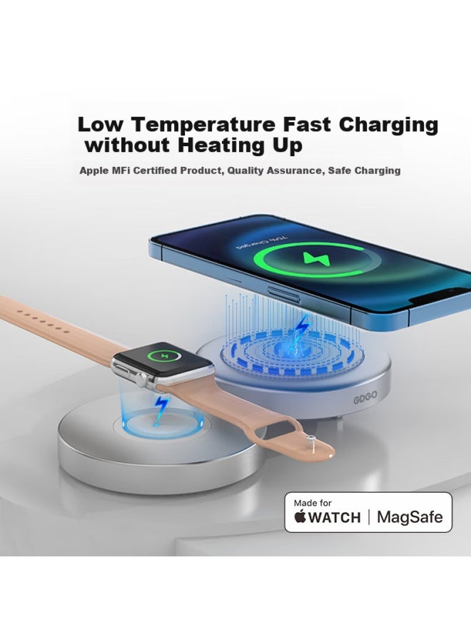 Gdgo Wireless Charger For Iphone And Watch, S10/9 Fast Charging Mfm+mfw Dual Certified Magsafe Foldable Compatible With Iphone 16 - Image 5
