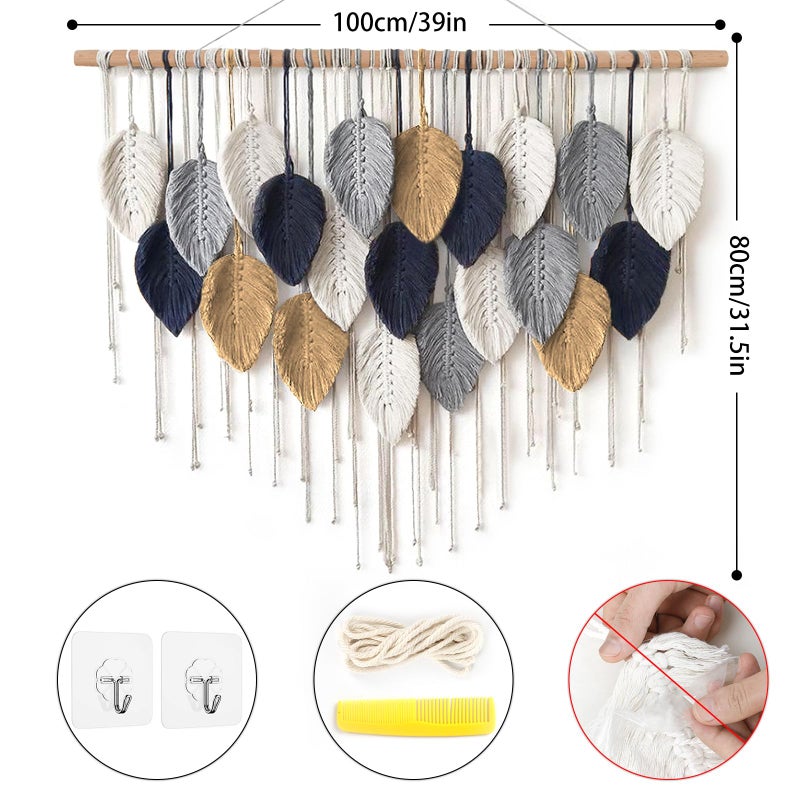 Alynsehom Macrame Wall Hanging  Boho Handmade Woven Tapestry  Chic Wall Art Decor For Bedroom Living Room Nursery Apartment Ornament - Image 3