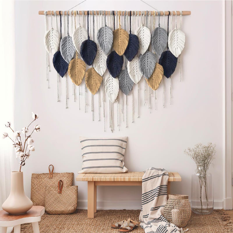 Alynsehom Macrame Wall Hanging  Boho Handmade Woven Tapestry  Chic Wall Art Decor For Bedroom Living Room Nursery Apartment Ornament - Image 2