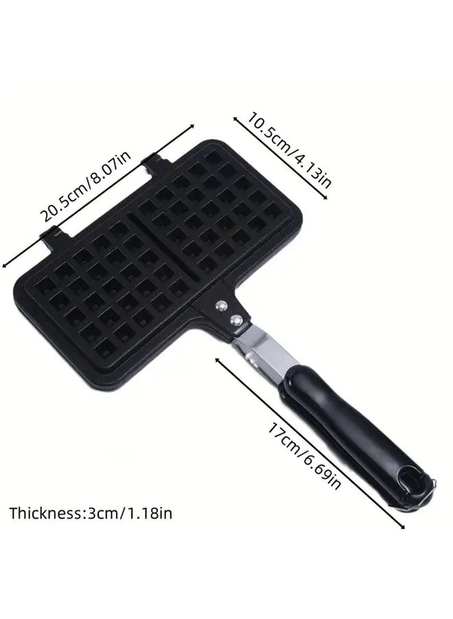 Double Head Aluminum Waffle Maker Black Non Stick Pan For Perfect Belgian Waffles And Sandwiches Ideal For Home Kitchens - Image 3