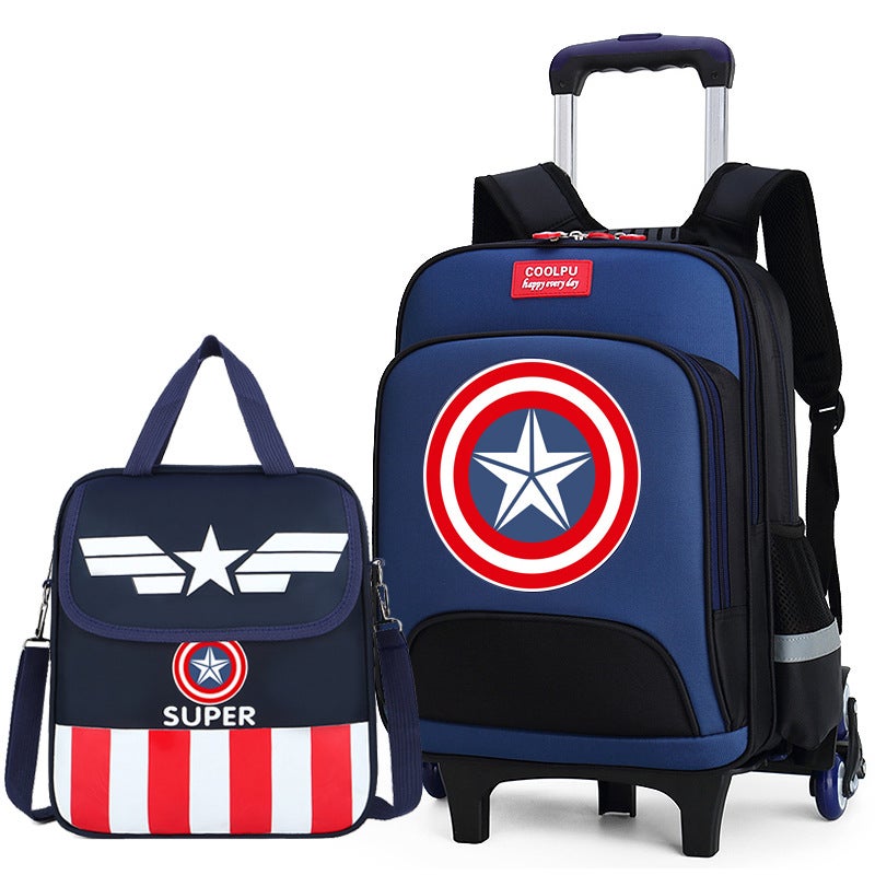 Elementary School Students' Trolley Schoolbags For Boys In Grades 1-3-6, Detachable Dual-Purpose Stair-Climbing Kidsren'S Backpacks With Logo Printing - Image 2