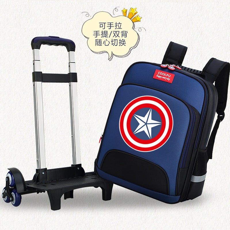 Elementary School Students' Trolley Schoolbags For Boys In Grades 1-3-6, Detachable Dual-Purpose Stair-Climbing Kidsren'S Backpacks With Logo Printing - Image 3