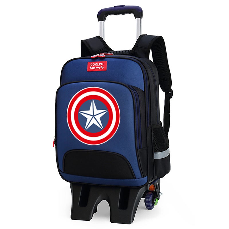 Elementary School Students' Trolley Schoolbags For Boys In Grades 1-3-6, Detachable Dual-Purpose Stair-Climbing Kidsren'S Backpacks With Logo Printing - Image 1