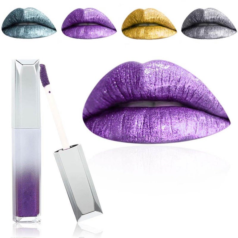 Kilshye Glitter Lipstick Matte Liquid Lipsticks Metallic Lip Glaze High Pigment Lipgloss Long Lasting Waterproof Lip Makeup for Women and Girls Pack of 1 (A- Purple 3)