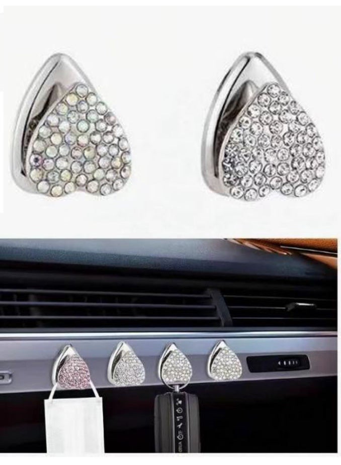 Self-adhesive car hook and organizer, studded with sparkling white crystals, adds  touch of elegance to your car's decor. It can be used to organize and hang wires, headphones, sleeves, and bags.