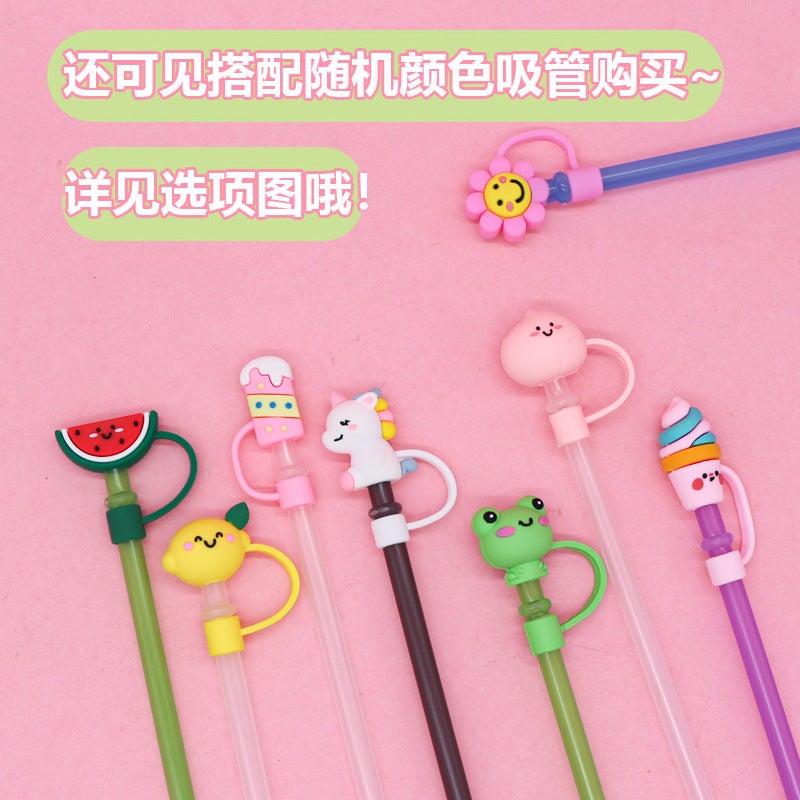 Soft Glue 7 8 10Mm Straw Cap Silicone Cute Cartoon Doll Straw Plug Pvc Stereo Dustproof Straw Cap - Image 3