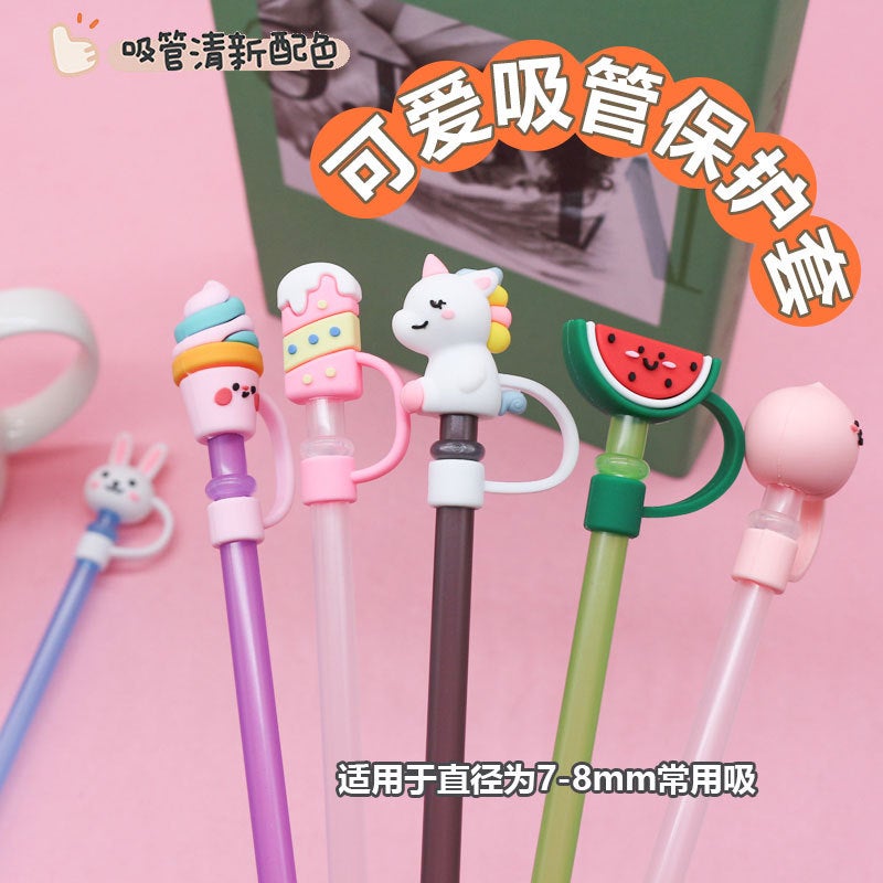 Soft Glue 7 8 10Mm Straw Cap Silicone Cute Cartoon Doll Straw Plug Pvc Stereo Dustproof Straw Cap - Image 4