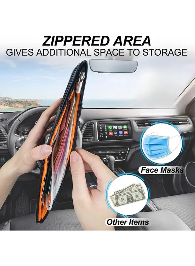Universal Car Visor Organizer Black With Multiple Card Slots Zippered Pocket And Hanging Mesh Bag Multi Functional Storage Clip For Documents Bills Fashion Glasses Easy Install Car Accessory - Image 5
