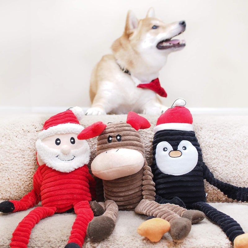 ZippyPaws Holiday Crinkle Plush Squeaky Christmas Dog Toy - Santa Small - Image 3