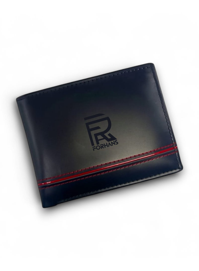 Forhans Black Leather Master Card Wallet With Red Strape For Men - Image 2