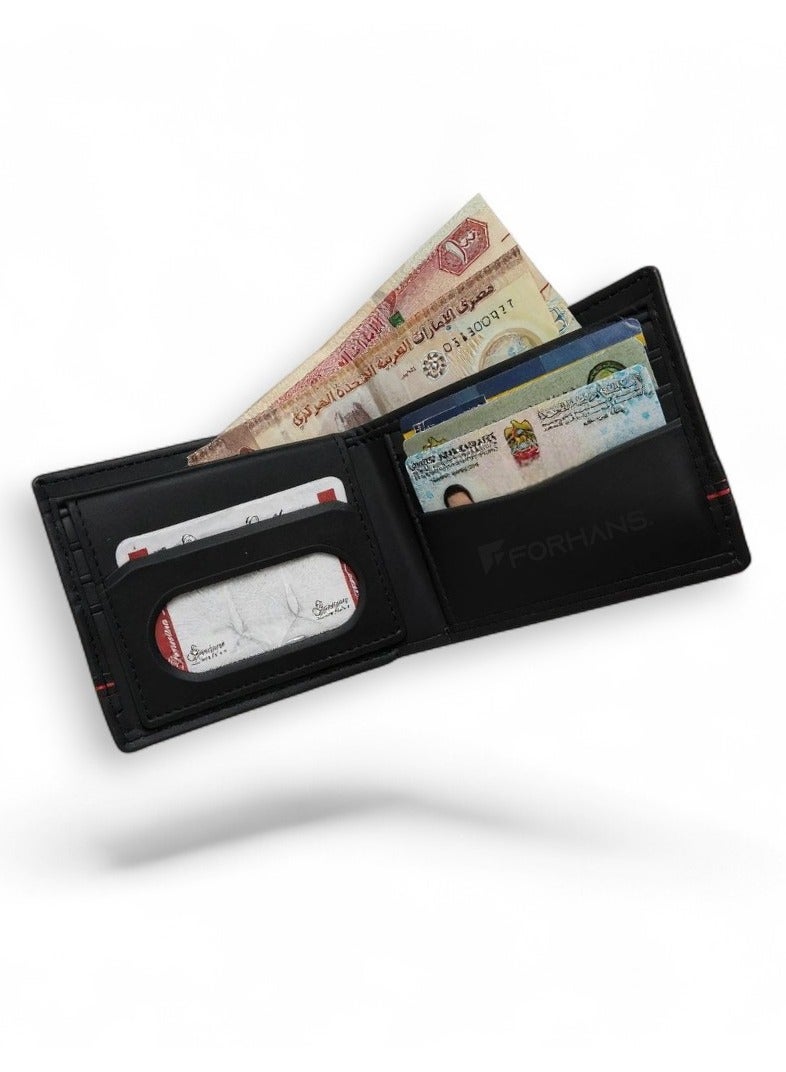 Forhans Black Leather Master Card Wallet With Red Strape For Men - Image 3