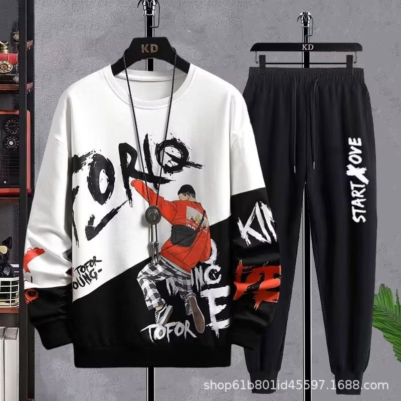 Autumn Pullover Sweatshirt Men's Casual Sports Suit Men's Junior High School Students Thin Coat Teenagers Round Neck Sweatshirt  - Image 4