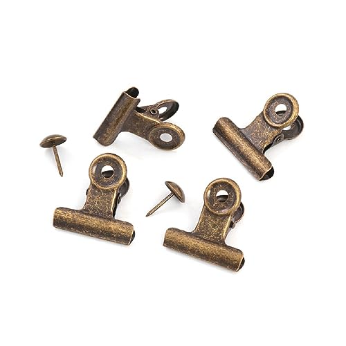 YUCHIYA 10 Pack Bulldog Clips with 10 Push-pins, Paper File Clips with Strong Spring, Large Metal Binder Clips, Seal Clamps for Coffee Tea Food Bags(Bronze,2inch) - Image 1