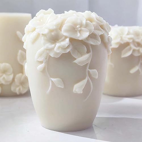 ESEENS Bottle Candle Molds - Cylinder & Flower Pillar - Rose Flower - Resin Casting Silicone Molds for Home Decor & Candle Making - Wave & Spiral Mold - Image 1