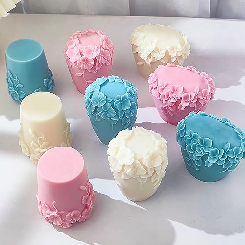 ESEENS Bottle Candle Molds - Cylinder & Flower Pillar - Rose Flower - Resin Casting Silicone Molds for Home Decor & Candle Making - Wave & Spiral Mold - Image 3