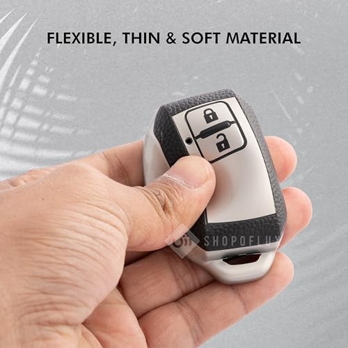 SHOPOFLUX Leather TPU Key Cover Compatible with Baleno, Grand Vitara, XL6, Swift, Brezza, Celerio, eVitara, Ertiga, Dzire, Fronx, Urban Cruiser, Rumion, Glanza, Hyryder,Victoris (Black) (Silver) - Image 4
