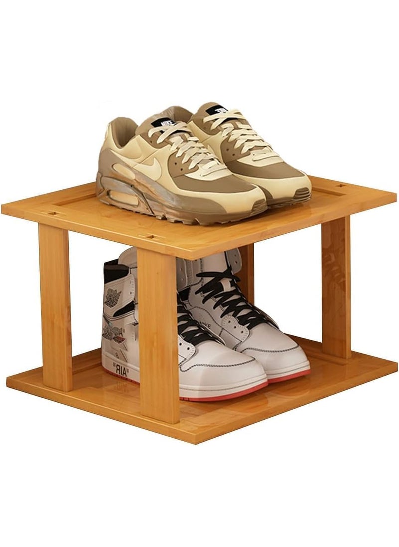 GRACIOUS MART GRACIOUS MART Wooden Shoe Rack Shoe Storage Organizer Shelf Closet Bamboo in Different Multipurpose Storage Shelves and Display Organizer with Utility for entryway Hallway 25 CM 2 Floor 