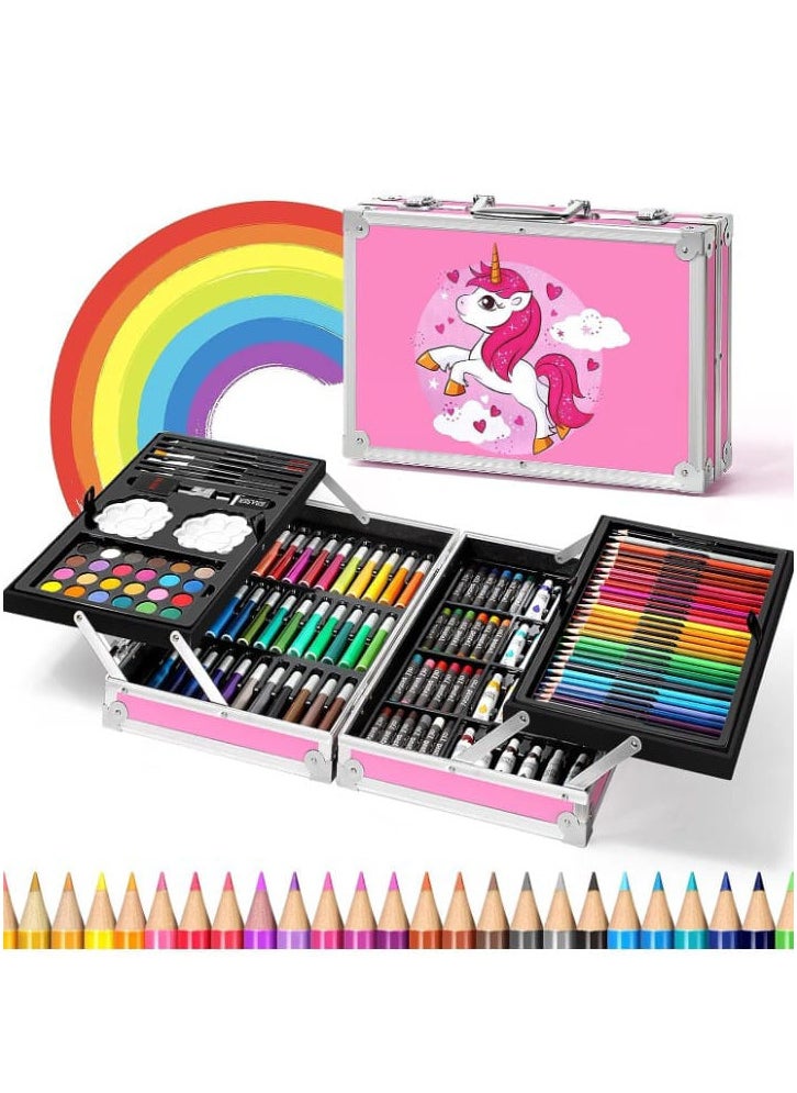 Generic TOYARTSY Deluxe Art Set for Kids - 145-Piece Drawing and Painting Supplies Studio Kit, Perfect Gift (Unicorn Design - Pink).  - Image 1