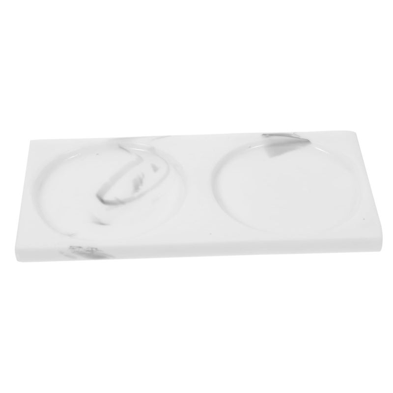 White Marble Bathroom Counter Tray Vanity Sink Skincare Storage Holder - Image 2