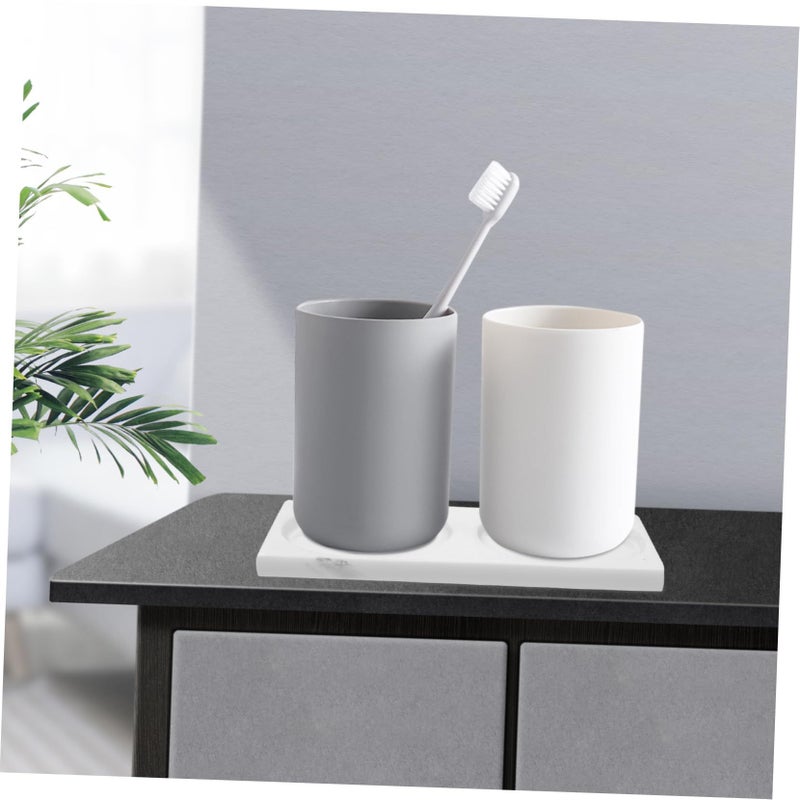 White Marble Bathroom Counter Tray Vanity Sink Skincare Storage Holder - Image 4