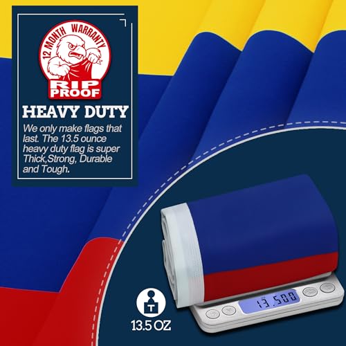 Anley RipProof Double Sided 3Ply Colombia Flag 3x5 Ft Canvas Header and Wrinkle Resistant The Longest Lasting Colombian National Flags 3X5 Ft - Image 3