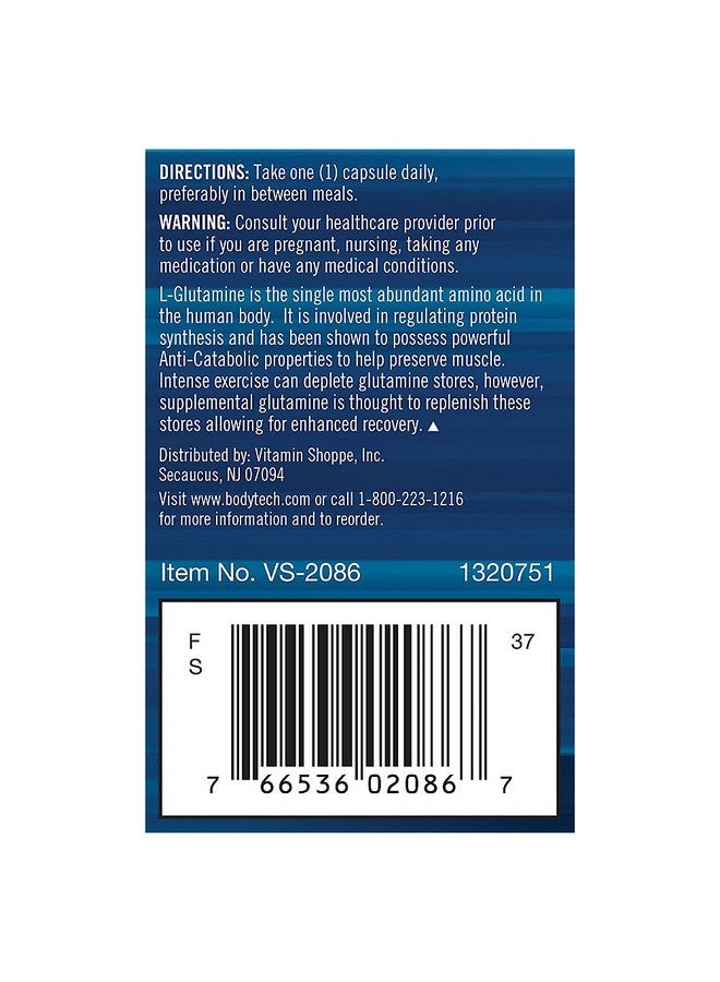 BODYTECH Glutamine Anti-Catabolic Recovery Agent & Immune Support (100 Capsules) - Image 4