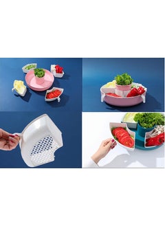 Mishrit Mishrit Dining Table Round Platter Tray with Vegetables and Fruit||360° Rotating Drain Basket with 5 Removable Dividers Strainer||Vegetable Washing Draining Basket||Appetizer Plate(Pack of 1).  - Image 2