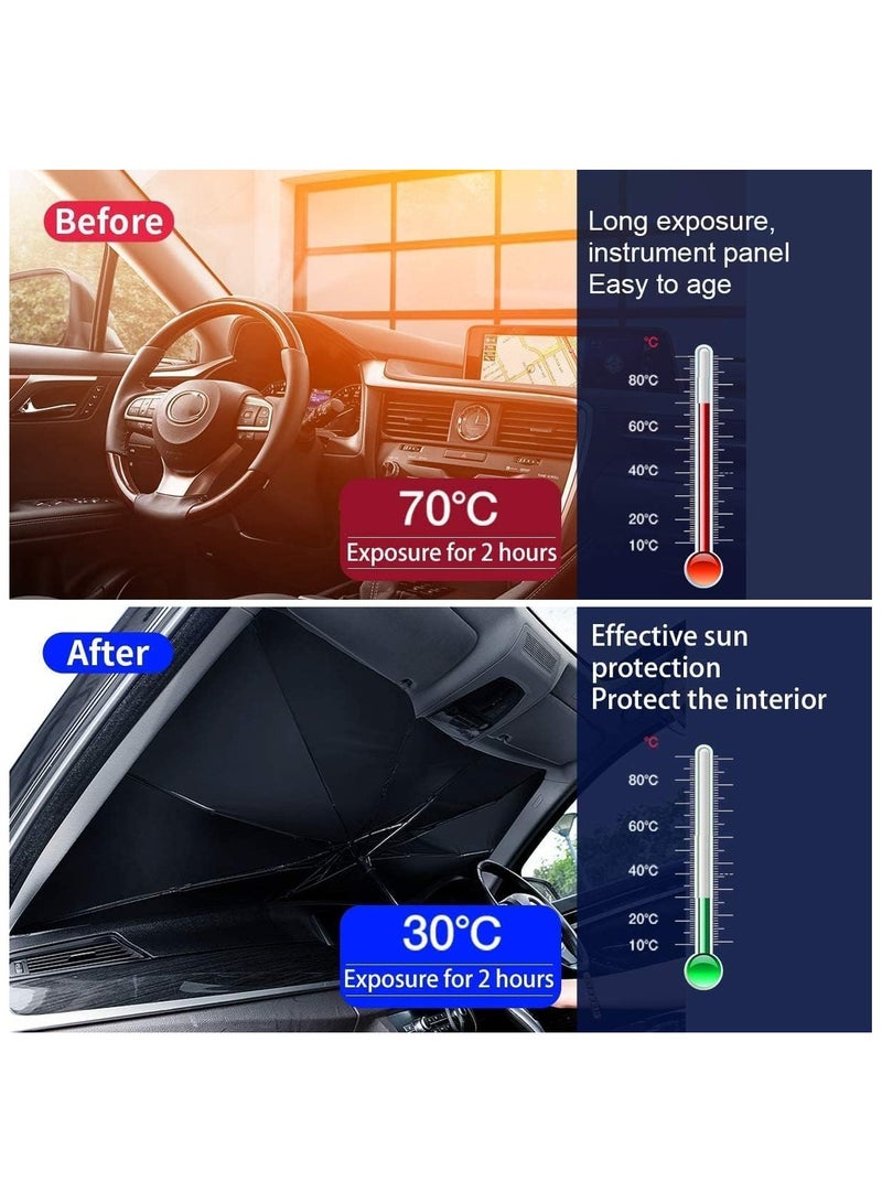 BJM Car Windshield Sun Shade UV Rays and Heat Sun Visor Protector Foldable Reflector Umbrella brella Shield - Image 3