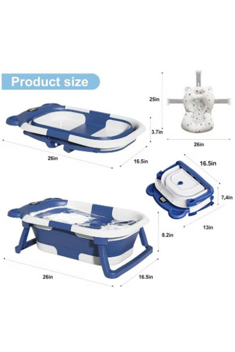 حوض استحمام للأطفال مع مقياس حرارة وفتحة تصريف للأطفال حديثي الولادة وحتى سن 40 شهرًا - Image 2