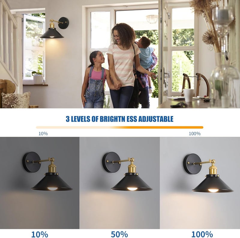 Bailoch Black & Gold Vintage Rechargeable Battery Operated Wall Sconces, Cordless Battery Powered Led Wall Lights Set of 2, Wall Lamp Fixture Indoor with Remote Control for Bedroom Farmhouse Gallery - Image 5