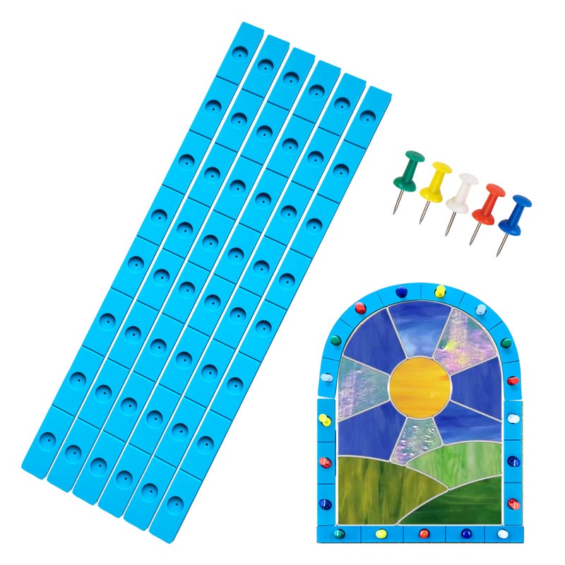 ARTKINGTO Layout Block System for Stained Glass Panels, Free to Bend, Easy for You to Layout of Straight Lines Or Any Degree Angles. 6 Pcs 12 Inch Heat Resistant Silicone - Image 1