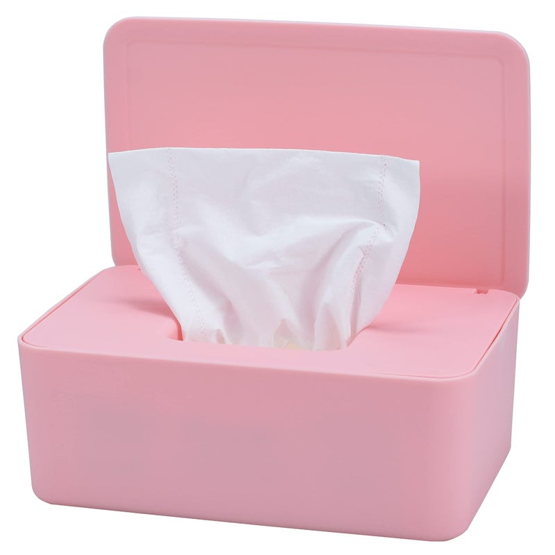 SOCOMAN Diaper Wipes Dispenser, Baby Wipes Case, Baby Wipe Holder Keeps Diaper Wipes Fresh, Wipe Container with Non-Slip Feet (Pink) - Image 1