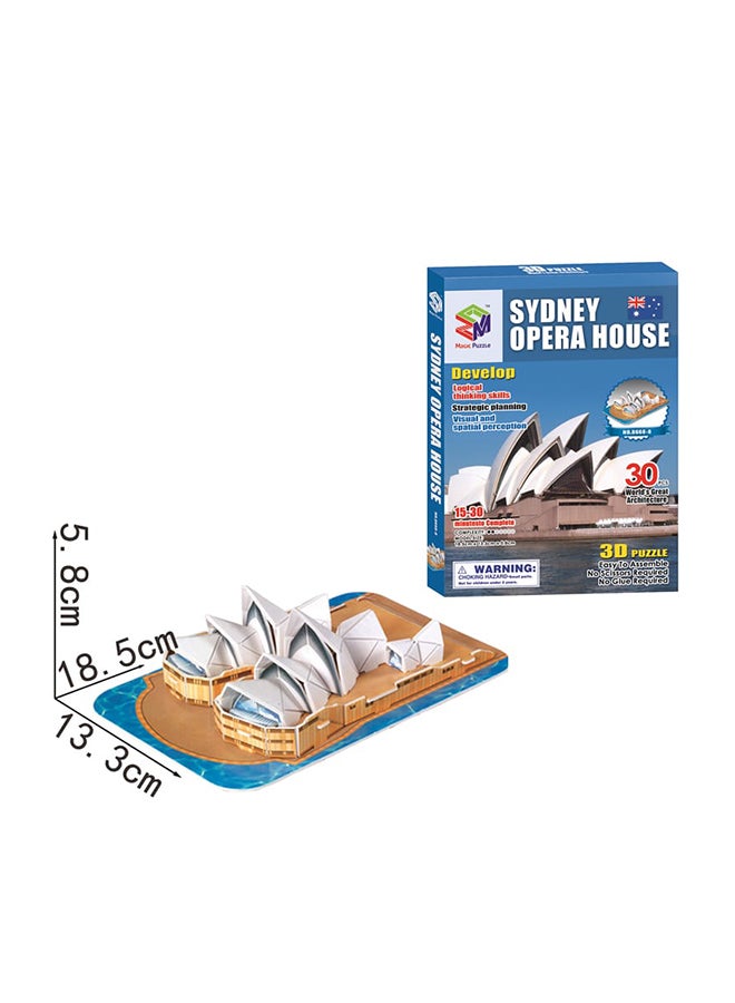 مجموعة لعبة أحجية تركيب صور ثلاثية الأبعاد بتصميم دار أوبرا سيدني من 30 قطعة - Image 2