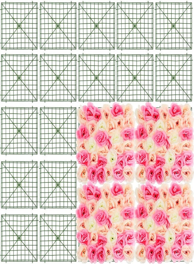 Chumia 24 Pcs DIY Flowers Wall Frames, Flower Arrangement Grid Panels Plastic Artificial Plant Wall Arch Backdrop for Wedding Party Decoration Floral Photo Backdrop, 10 x 10 Inches - Image 1
