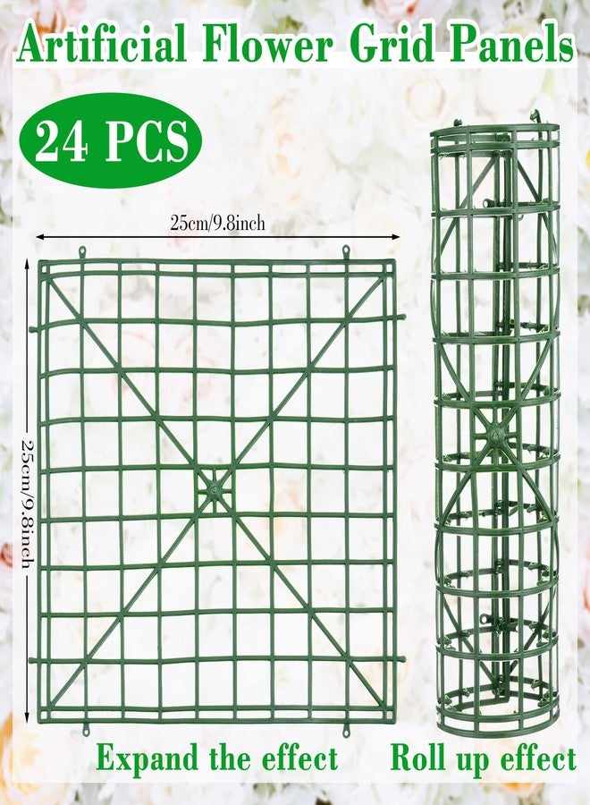 Chumia 24 Pcs DIY Flowers Wall Frames, Flower Arrangement Grid Panels Plastic Artificial Plant Wall Arch Backdrop for Wedding Party Decoration Floral Photo Backdrop, 10 x 10 Inches - Image 2