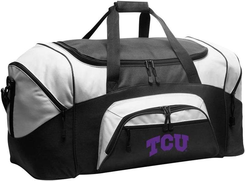 Broad Bay TCU Duffle Bag Texas Christian University Gym Bags or Travel Suitcase Duffel (Black) - Image 1