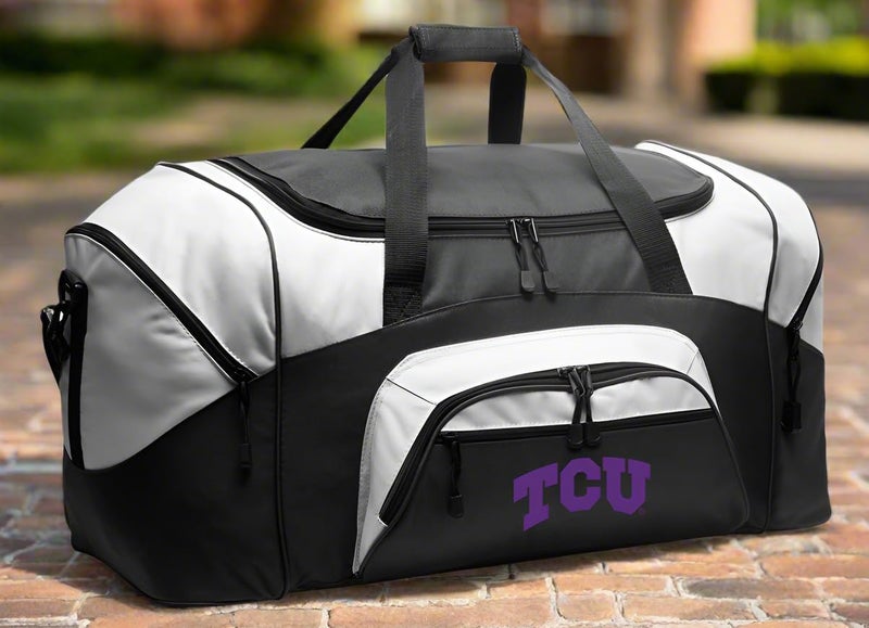 Broad Bay TCU Duffle Bag Texas Christian University Gym Bags or Travel Suitcase Duffel (Black) - Image 2