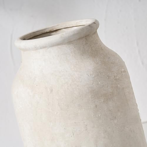 SIDUCAL Rustic Farmhouse Flower Vase | 9.5 Inch Large Ceramic Vase | Pampas Grass | Modern Farmhouse for Home Decor, Table, Living Room Decoration, Shelf Decor, Mantel, White - Image 5
