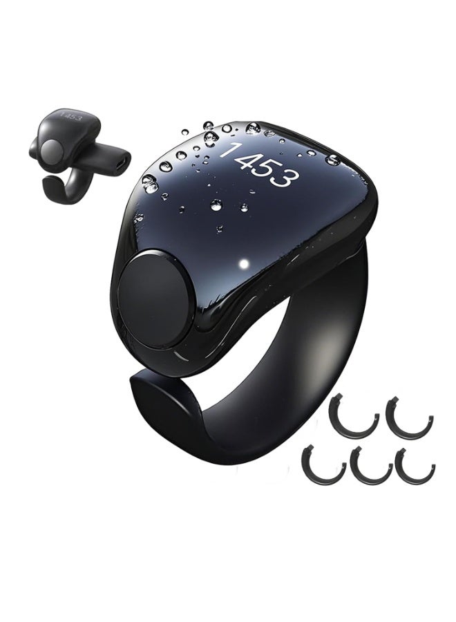 خاتم ذكي لعدّ التسبيح قابل للتعديل بخمس مقاسات (16/18/20/22/24 مم)، يدعم التطبيق مع عدّاد رقمي وتذكير بالصلاة، خاتم عدّاد للأصابع مقاوم للماء بأربع خانات رقمية - Image 1